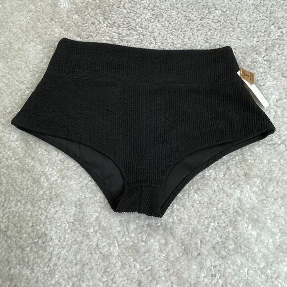 Victoria's Secret Pink Swim Rib Texture Shortie Bottom Black XL NEW - Picture 2 of 8